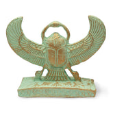 Egyptian Winged Scarab Patina Statue - 4" - Made in Egypt