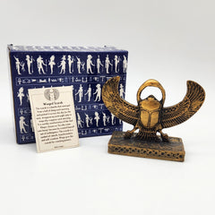 Egyptian Winged Scarab Bronze Statue - 4" - Made in Egypt