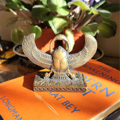 Egyptian Winged Scarab Bronze Statue - 4" - Made in Egypt