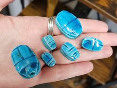 Blue Scarab Beads Assorted Sizes - Package of 6