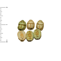 Egyptian Scarab Beads Set of 12 - Green Soapstone - Made in Egypt