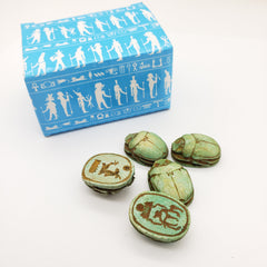 Egyptian Scarab Beads Set of 5 - Green Soapstone - Made in Egypt