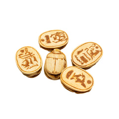 Egyptian Scarab Beads Set of 5 - Yellow Soapstone - Made in Egypt