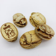 Egyptian Scarab Beads Set of 5 - Yellow Soapstone - Made in Egypt