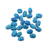 Egyptian Scarab Beads Set of 24 Tiny - Vertical Drilled - Light Blue Soapstone - Made in Egypt