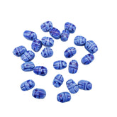 Egyptian Scarab Beads Set of 24 Tiny - Lapis Blue Soapstone - Made in Egypt