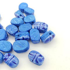 Egyptian Scarab Beads Set of 24 Tiny - Lapis Blue Soapstone - Made in Egypt