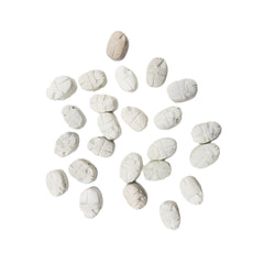 Egyptian Scarab Beads Set of 24 Tiny - White Soapstone - Made in Egypt