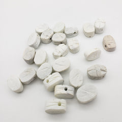Egyptian Scarab Beads Set of 24 Tiny - White Soapstone - Made in Egypt