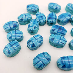 Ägyptische Skarabäusperlen, 24er-Set, extra klein, hellblau – Hergestellt in Ägypten