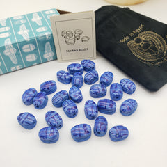 Egyptian Scarab Beads Set of 24 Extra Small Dark Blue - Made in Egypt