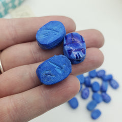 Egyptian Scarab Beads Set of 24 Extra Small Dark Blue - Made in Egypt