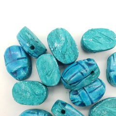Ägyptische Skarabäus-Perlen, 12er-Set, mittelgroß, vertikal gebohrt, hellblauer Speckstein, hergestellt in Ägypten