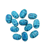 Egyptian Scarab Beads Set of 12 Medium - Vertical Drilled - Light Blue Soapstone - Made in Egypt