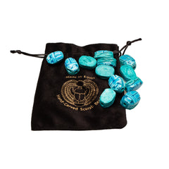 Egyptian Scarab Beads Set of 12 Medium - Vertical Drilled - Light Blue Soapstone - Made in Egypt