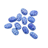 Egyptian Scarab Beads Set of 12 Medium - Dark Blue Soapstone - Made in Egypt