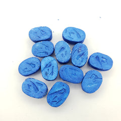 Egyptian Scarab Beads Set of 12 Medium - Vertical Drilled - Dark Blue Soapstone - Made in Egypt