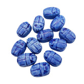 Egyptian Scarab Beads Set of 12 Medium - Vertical Drilled - Dark Blue Soapstone - Made in Egypt