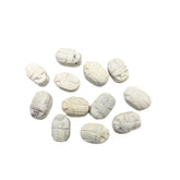 Egyptian Scarab Beads Set of 12 Medium - White Soapstone - Made in Egypt