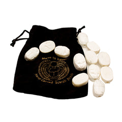 Egyptian Scarab Beads Set of 12 Medium - Vertical Drilled - White Soapstone - Made in Egypt