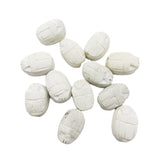 Egyptian Scarab Beads Set of 12 Medium - Vertical Drilled - White Soapstone - Made in Egypt