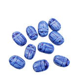 Egyptian Scarab Beads Set of 10 Large - Dark Blue Soapstone - Made in Egypt
