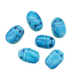 Egyptian Scarab Beads Set of 6 Extra Large - Light Blue Soapstone - Made in Egypt