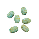 Egyptian Scarab Beads Set of 6 Extra Large - Green Soapstone - Made in Egypt