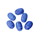 Egyptian Scarab Beads Set of 6 Extra Large - Dark Blue Soapstone - Made in Egypt