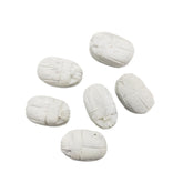 Egyptian Scarab Beads Set of 6 Extra Large - White Soapstone - Made in Egypt
