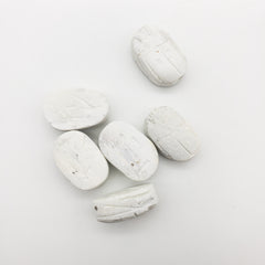 Ägyptische Skarabäusperlen, 6er-Set, extra groß – Weißer Speckstein – Hergestellt in Ägypten