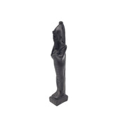 Black statue of the Egyptian god Osiris on a white background