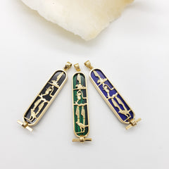 I LOVE YOU 18K Cartouche Pendant with Gemstone - Made in Egypt