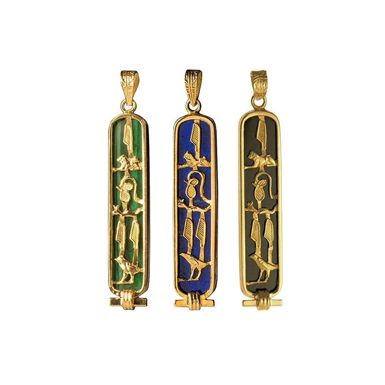 I LOVE YOU 18K Cartouche Pendant with Gemstone - Made in Egypt