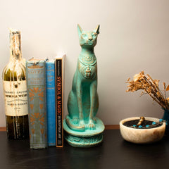 Egyptian Bastet Cat Statue Large - Patina - Made in Egypt