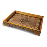 Decorative Inlaid Wooden Tray with Geometric Pattern - Made in Egypt
