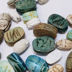 Assorted Egyptian Scarab Beads - 24 pieces- Made in Egypt