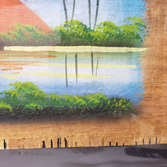 Egyptian Framed Papyrus Painting - Pyramids of Giza and Nile River - Made in Egypt