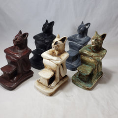 Egyptian Goddess Bastet Cat Statue - Assorted Colors- Made in Egypt