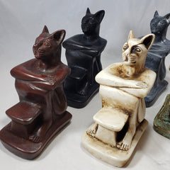Egyptian Goddess Bastet Cat Statue - Assorted Colors- Made in Egypt