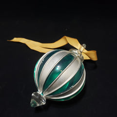 Egyptian Handblown Glass Ornaments - Green & Silver Christmas Tree Decorations