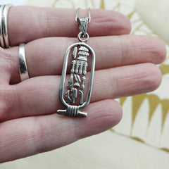Nefertiti Cartouche Necklace Made in Egypt - Ancient Egypt Queen Nefertiti Pendant- Egyptian Silver