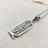 Nefertiti Cartouche Necklace Made in Egypt - Ancient Egypt Queen Nefertiti Pendant- Egyptian Silver