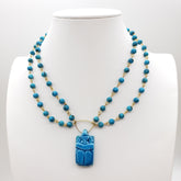 Turquoise and Egyptian Scarab Beaded Statement Necklace