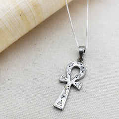Egyptian Ankh Pendant Necklace with Rhinestones - Made in Egypt