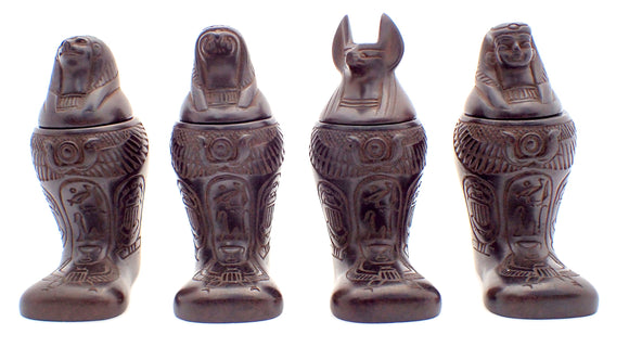 FOOTED CANOPIC JARS BLACK MATTE - SET OF 4 - 4