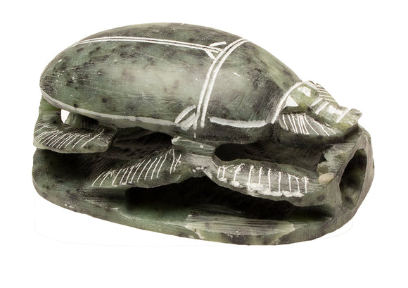HAND-CARVED SOAPSTONE SCARAB NATURAL GREEN - 4