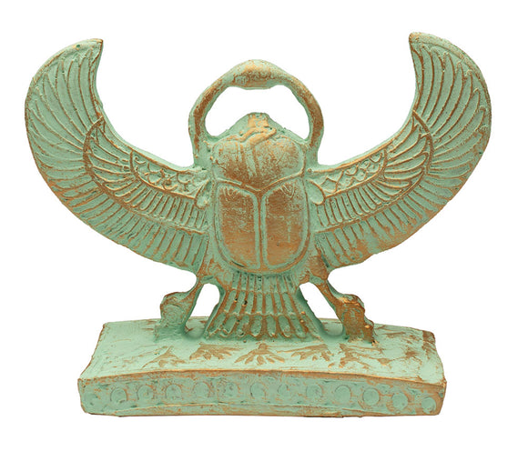 WINGED SCARAB DOUBLE-SIDED PATINA STATUE - 4