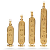 PERSONALIZED DOUBLE SIDED CARTOUCHE (GOLD AND SILVER) size comparison gold