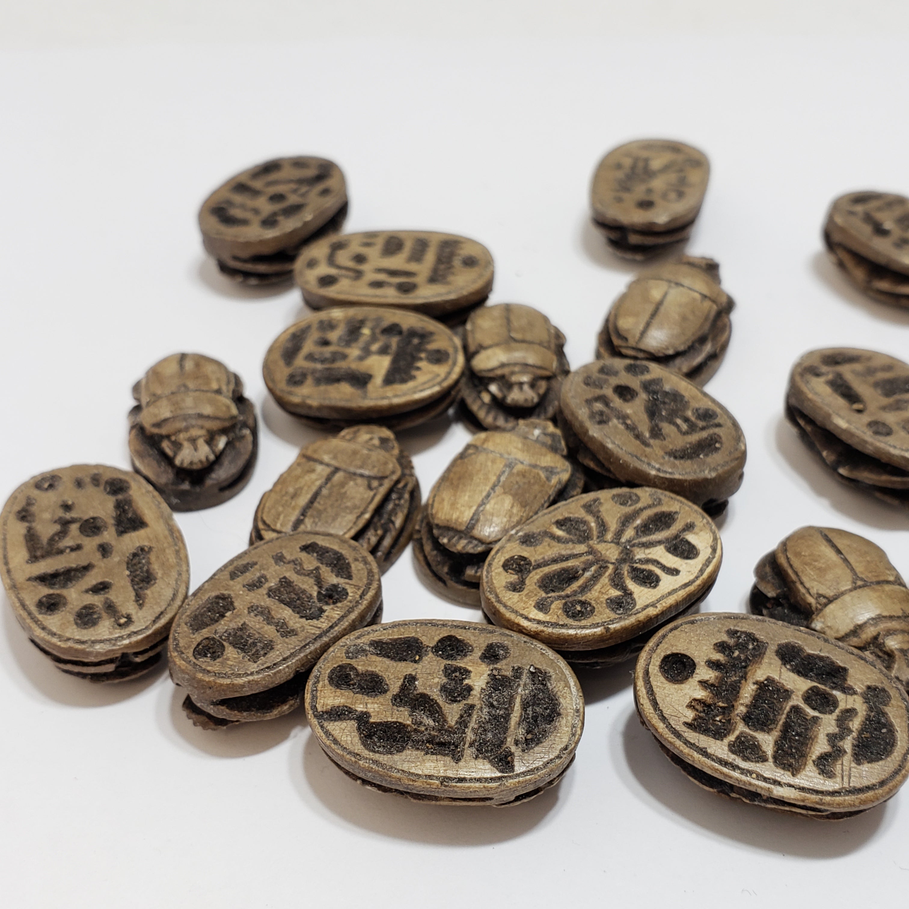 Egyptian Scarab Cabochon Set of 5 - Brown - Made in Egypt